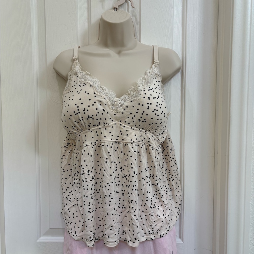 Knix Cream Polka Dot Lace Trim Camisole, size XXL